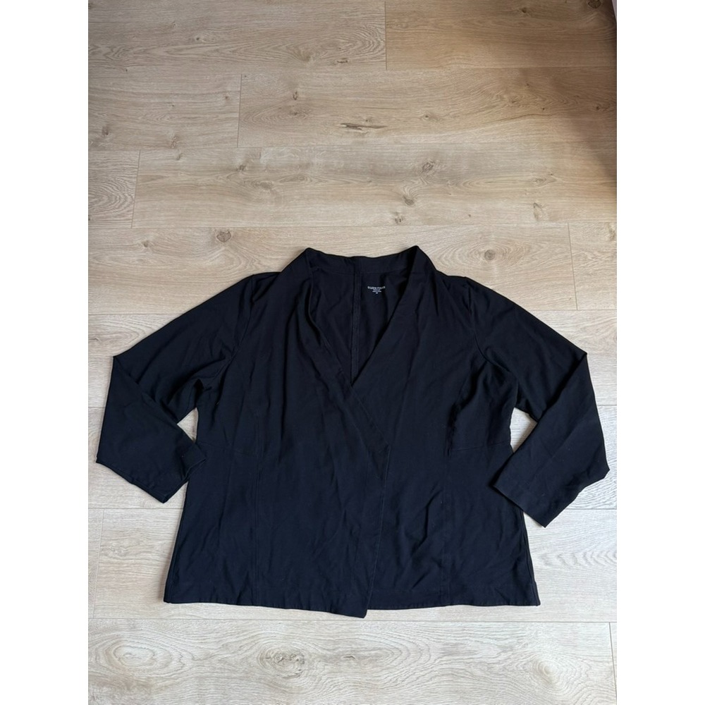 EUC Eileen Fisher athletic stretch black open front cardgian viscose size 3X